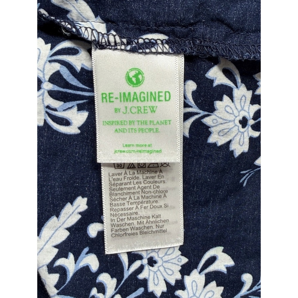 J Crew Top Women XXL Navy Floral Boho Peasant Prairie Cottage 100% Cotton Preppy - Picture 8 of 12